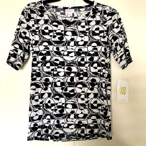 LuLaRoe Disney Nightmare Before Christmas Jack Gigi Fitted Top XS Black White